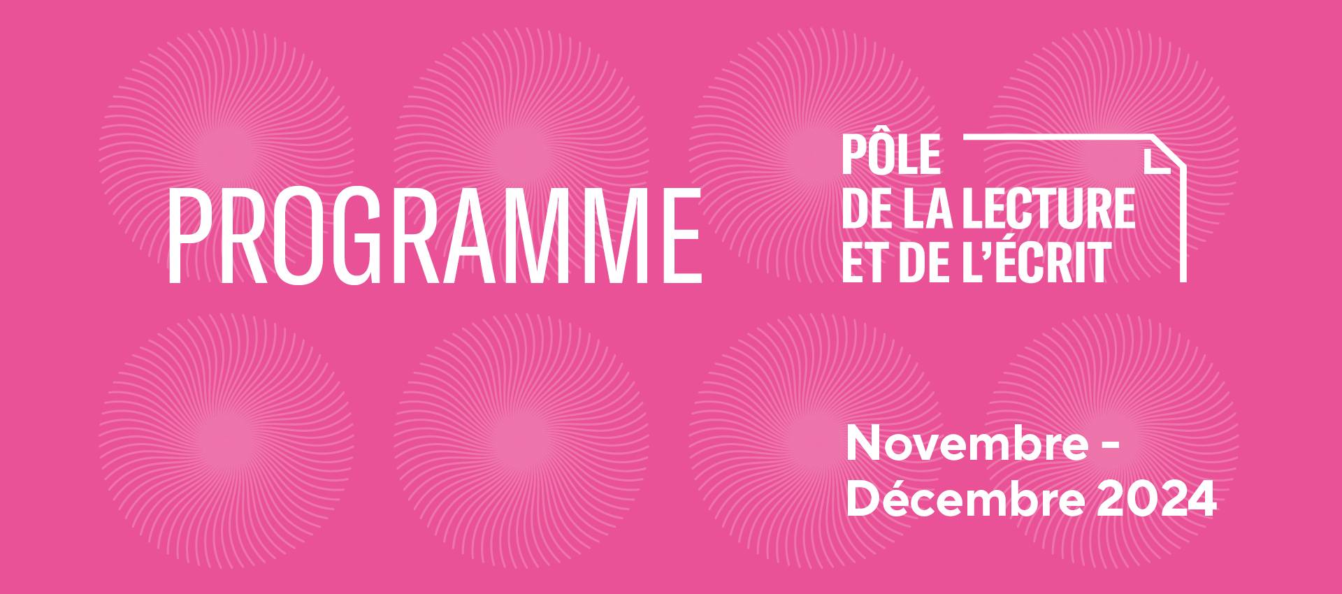 Logo du PLE sur un fond rose avec marqué "PROGRAMME" 