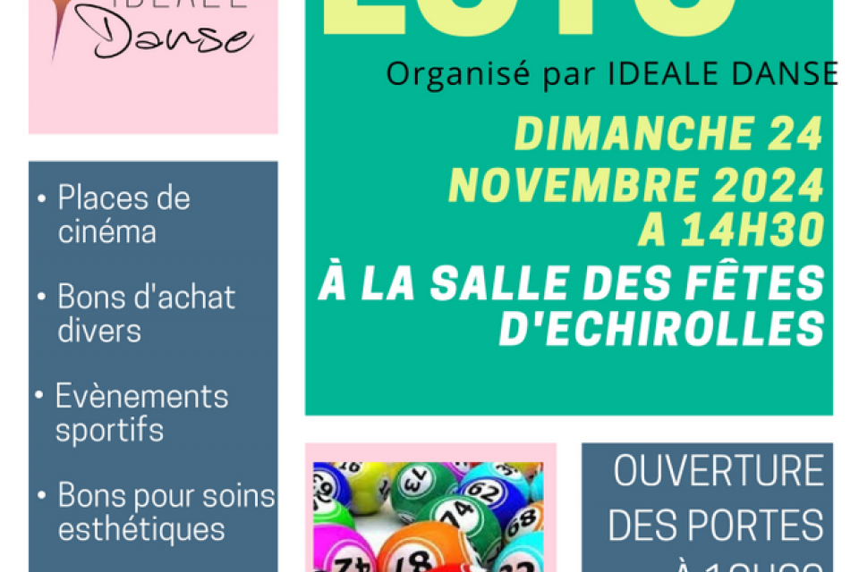 Affiche du loto organisé par Ideale Danse