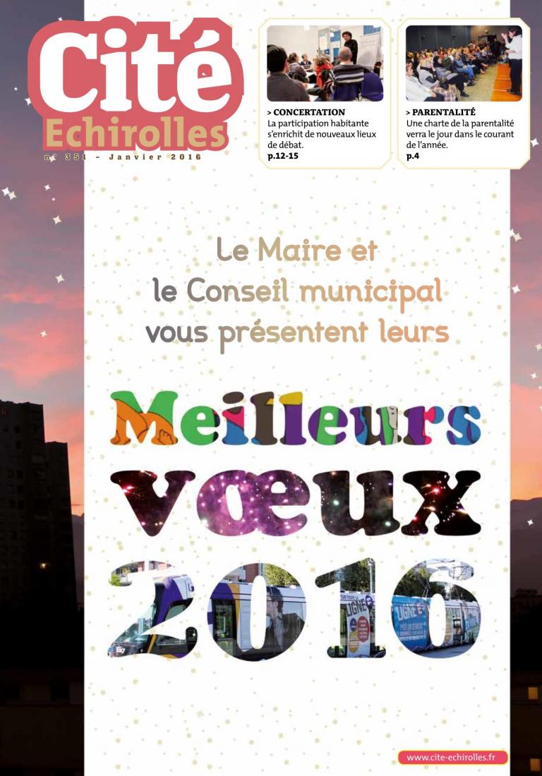 Couverture du Cité Echirolles, magazine municipal de la Ville, de janvier 2016